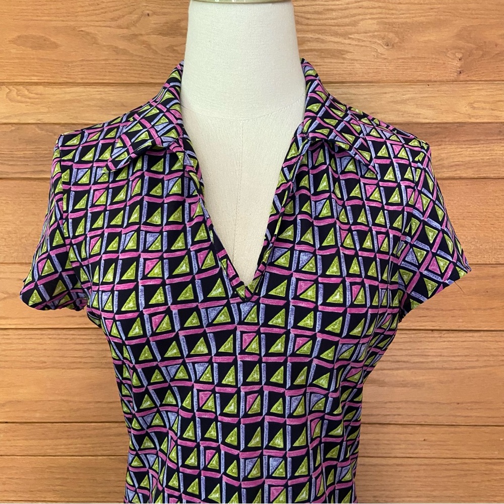 Vintage 90s My Michelle geometric print collared maxi dress - Picture 2 of 5